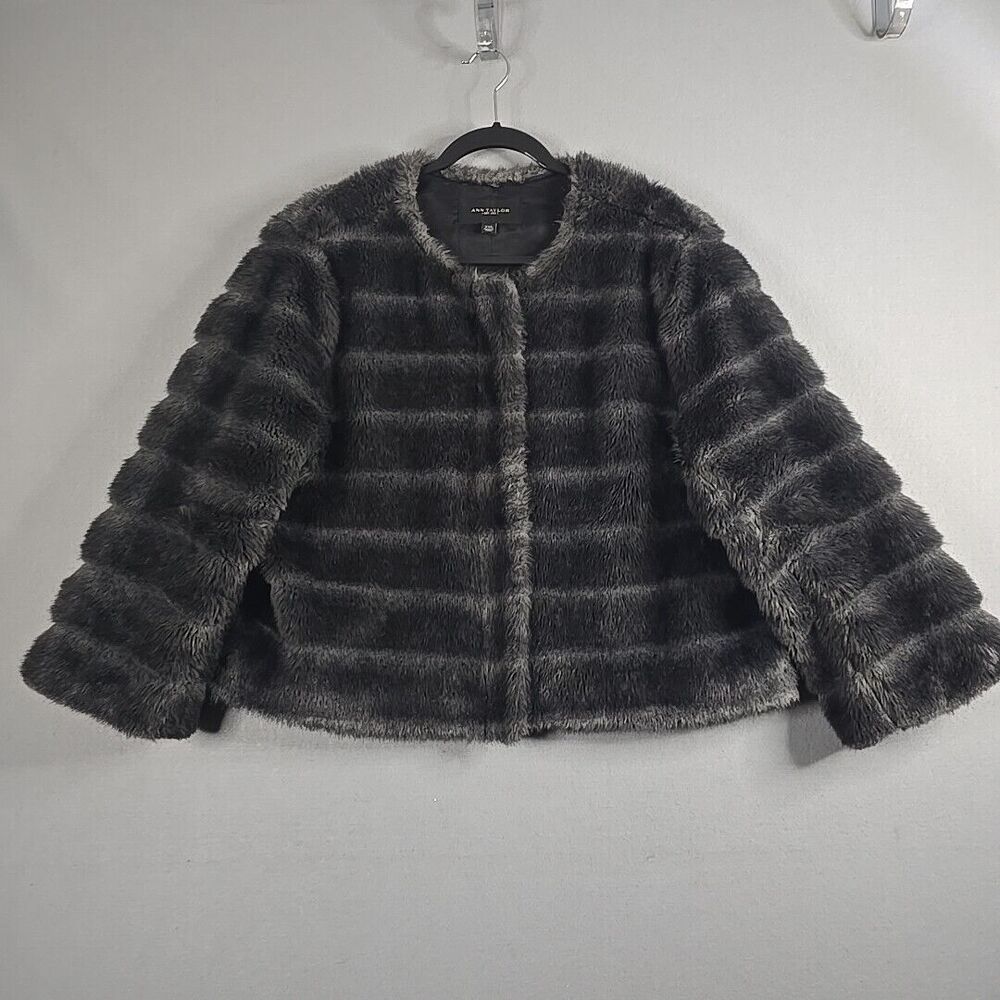 ANN TAYLOR Size XXL WOMENS Faux FUR CROPPED JACKET LINED HIDDEN ZIPPER
